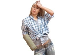 woman holding a paint roller that need cleaning