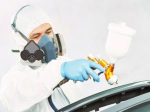 Painter working with a high-quality respirator mask