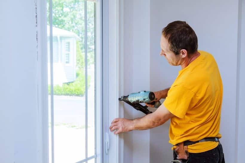 Man using a high quality finish nailer on trim