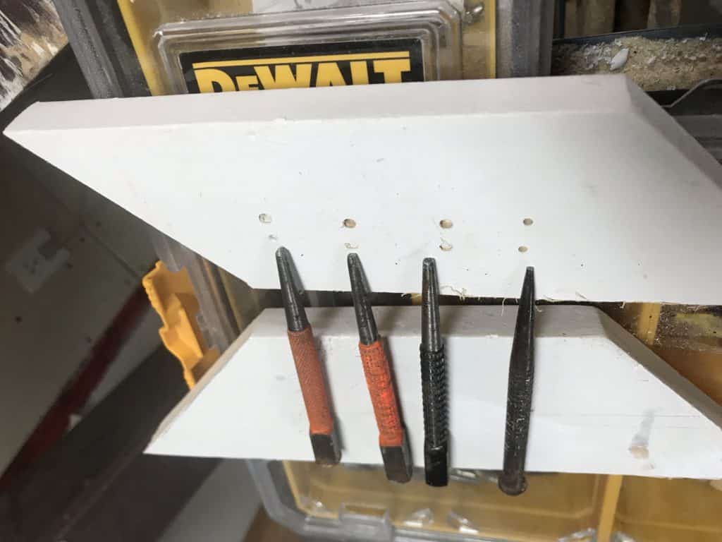 Stanley nail set from the old days shows holes they make