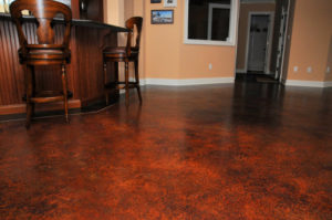 Beautiful stained concrete floor in dining room