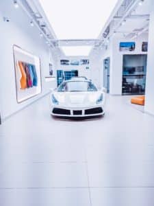 Auto showroom painted concrete floor