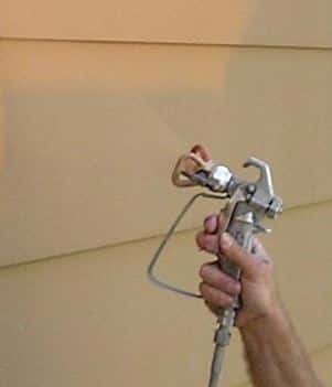 airless paint sprayer in use